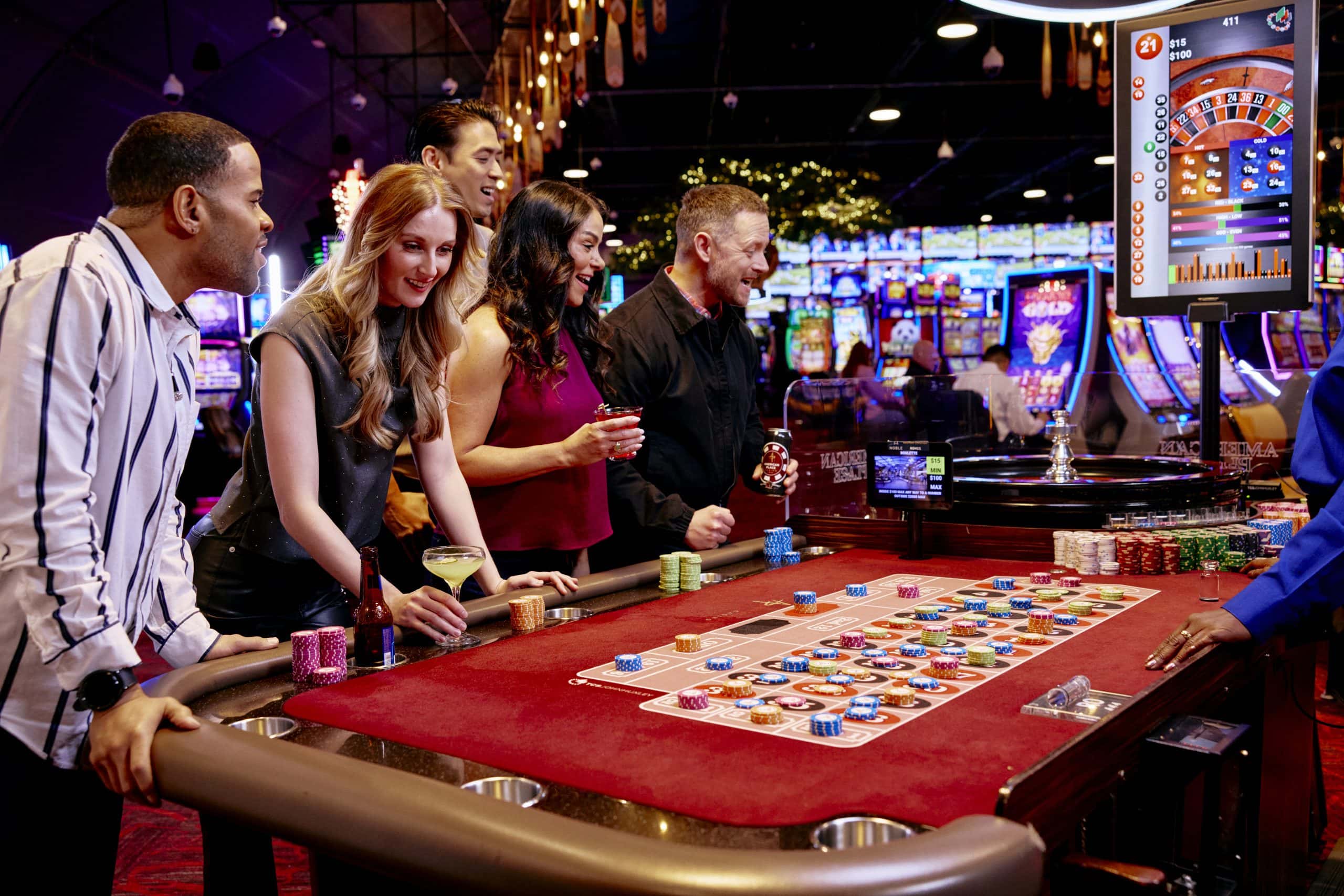 People playing roulette at American Place Casino in Waukegan, IL.