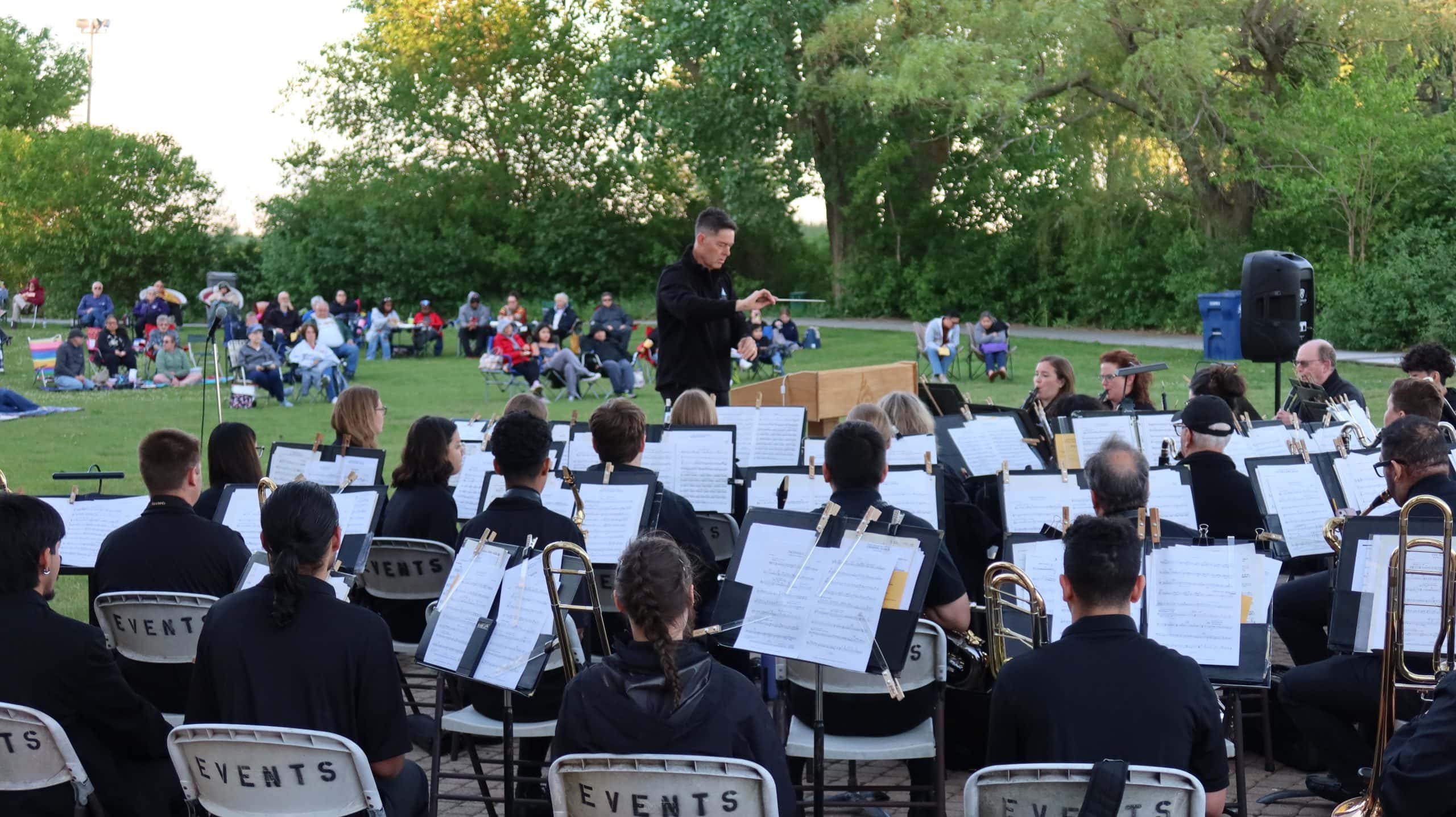 Waukegan band playing music outdoors at a park in Waukegan, IL.