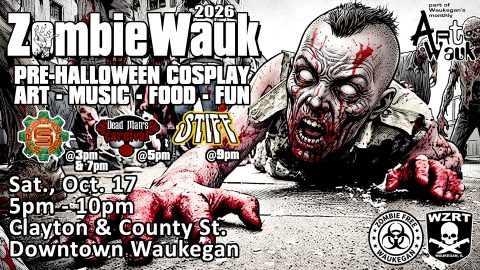 Zombie costume at Waukegan Halloween event in downtown Waukegan IL.
